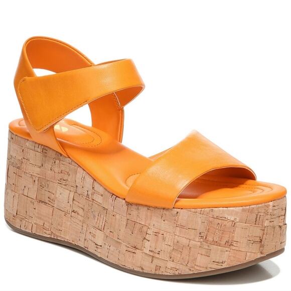 Franco Sarto Chunky Orange Demi2 Leather Platform Sandals size 9 - Picture 1 of 15